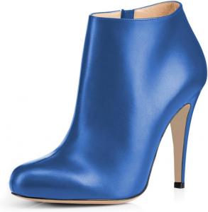FSJ модные женские ботильоны на каблуке, модный миндальный носок, ботинки до щиколотки, удобная обувь, боковая молния, размер США 37-48, Blau/Pu