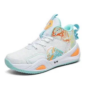 Баскетбольные кроссовки для детей и подростков со средним верхом, амортизирующие и устойчивые к истиранию D&W, белый