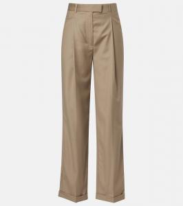Брюки Sorina high-rise из virgin wool The Row, Military Beige