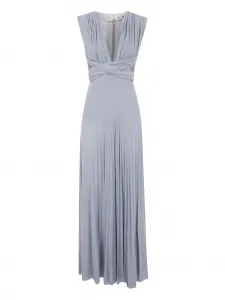 Плиссированное платье макси с V-образным вырезом Elisabetta Franchi, серый