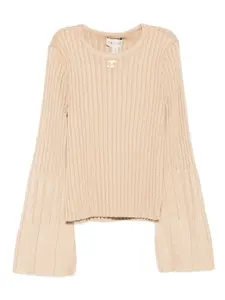 Свитер в рубчик с рукавами колокол TWINSET Kids, золотой