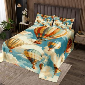 Erosebridal Комплект постельного белья Hot Air Balloon с облаками в стиле фермерского дома, Blue White