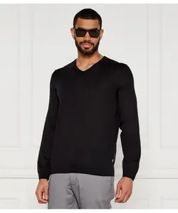 Шерстяной свитер Мельба-п Slim fit Boss, черный