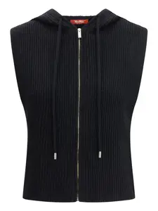 Жилет с капюшоном на молнии Max Mara, черный