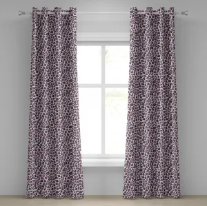 Шторы на люверсах ABAKUHAUS с леопардовым принтом, розовые и черные, с рисунком в стиле Девичий, тема сафари, саванна, дикая природа, декоративные двухпанельные шторы, 280 см x 175 см, цвет: черный, белый, розовый Abakuhaus