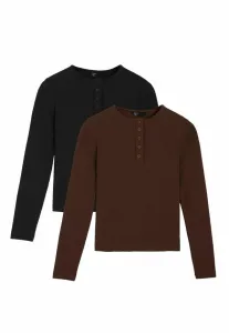 Комплект из двух футболок-поло с длинными рукавами, стандартного кроя. Friends Like These, Brown And Black