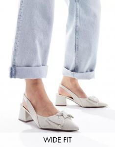 Туфли ASOS Symphony из натурального материала с бантом, ремешком на пятке и средним каблуком, широкая посадка
