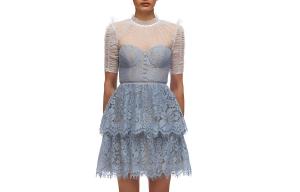 Self-Portrait Платье короткий рукав Женщины Дымчато-голубой