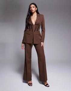 Прямые брюки ASOS LUXE коричневого цвета