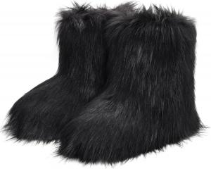 Женские сапоги ZVC из искусственного меха, уютные снежные сапоги, теплые пушистые зимние ботинки, мягкие сапоги до середины голени, для улицы и дома, на плоской подошве, Black