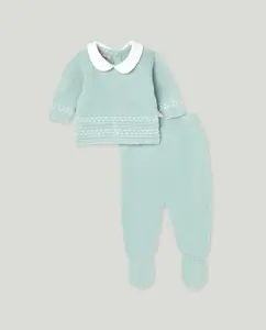 Классический детский комплект с воротником и длинными рукавами, украшенный 2 линиями буфов Coconut El Corte Inglés, зеленый