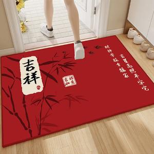 Budis Ковер 60х90 см для прихожей и входа, уличный, дизайн "Год Дракона", красный, противоскользящий
