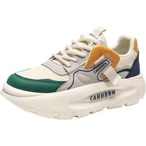 Нескользящие, износостойкие, легкие, увеличивающие рост кроссовки средней высоты с массивной подошвой для мужчин TONYBEAR, Beige Green