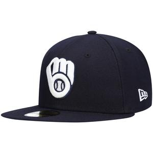 Мужская темно-синяя шляпа с логотипом New Era Milwaukee Brewers 59FIFTY 59FIFTY
