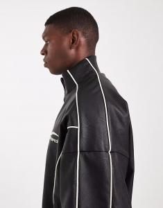 Куртка-бомбер из искусственной кожи черного цвета Asos Design