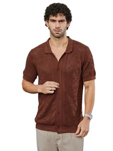 Рубашка на пуговицах классического кроя Campus Sutra Briana, коричневый