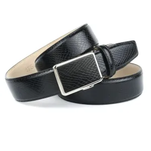 Кожаный ремень Anthoni Crown с тиснением змеи, черный