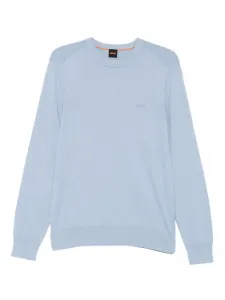 Свитер с круглым вырезом и логотипом BOSS, синий