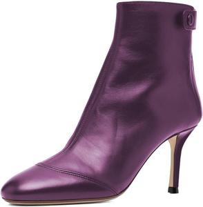Женские ботильоны FYS с круглым носком, высокие каблуки-шпильки, короткие ботинки с задней молнией, офисная и праздничная обувь, размер 4-16 US, Purple
