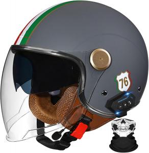 Шлем мотоциклетный stdpcxz luetooth Jet с солнцезащитным козырьком, серый