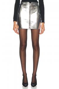 Кожаная мини-юбка на молнии The Sei, серебряный