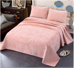 Generic Комплект постельного белья стеганый с покрывалом и листовым узором синий Pink