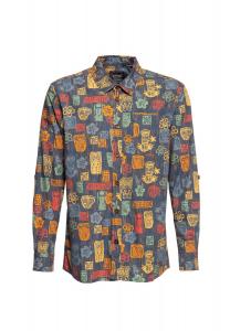 Рубашка с длинными рукавами с мотивами Тики и органическим хлопком Tiki's KING KEROSIN, мультиколор