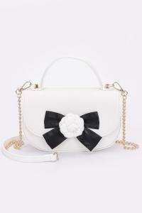 Искусственная кожа сумка с цветочной лентой и верхней ручкой FASHNZFAB, белый