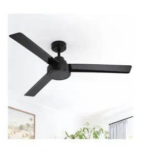 Современный потолочный вентилятор 132 см, черный, с тремя лопастями, без подсветки, с шестискоростным пультом дистанционного управления и функцией таймера, для использования внутри помещений Sofucor