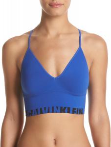Женский бесшовный бюстгальтер-бралетт Calvin Klein с логотипом и удлиненным рукавом, Amplified Blue