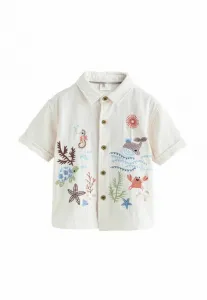 Рубашка с коротким рукавом стандартного кроя Next, Ecru Sea Life Embroidery