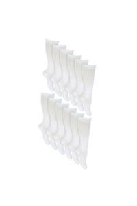 12 пар длинных дышащих хлопковых школьных носков до колена Sock Snob, белый