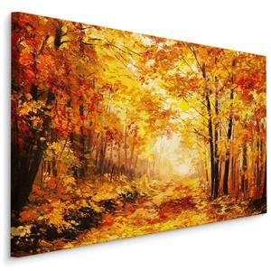 Картина на холсте Muralo Herbst WALD Gemälde Bäume, 30x20x20 см цвет schwarz/orange/rot/gelb