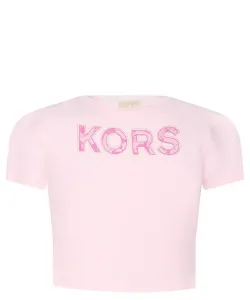 Футболка Cropped fit Michael Kors Kids, розовый
