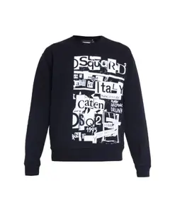 Черная толстовка с напечатанным логотипом Dsquared2, синий