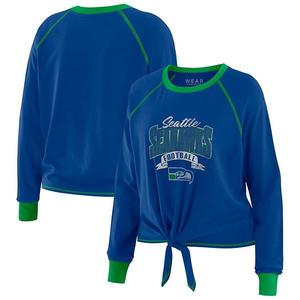 Женский топ с длинными рукавами и завязкой Seattle Seahawks, цвет royal/neon green, plus size Wear By Erin Andrews