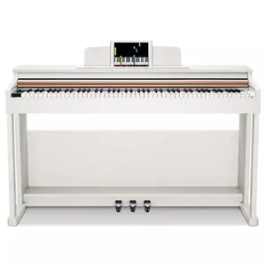 Цифровое пианино DDP-100 с 88 взвешенными клавишами | Клавиши с молоточковой механикой, деревянный корпус, Bluetooth, воспроизведение MP3 + комплект из трех педалей - белое исполнение OEM