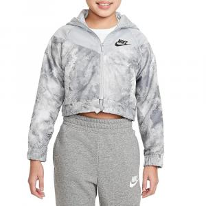 Детская ветровка Nike Windrunner, дымчато-серый, на молнии, укороченная, спортивная, RED516