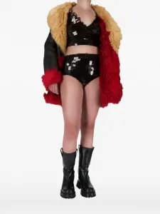 Кожаное пальто Prada, черный