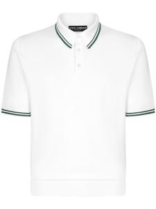 Dolce & Gabbana шелковая рубашка поло с отделкой в полоску, белый