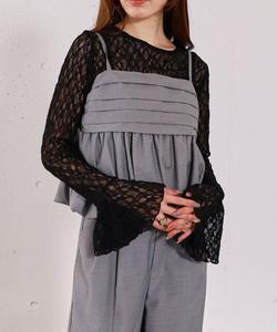 Кружевной топ с расклешенными рукавами Archives, цвет Black