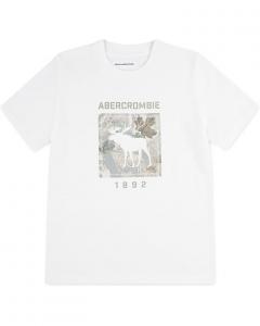 Футболка abercrombie kids Camo Moose Fill Tee, цвет Bright White