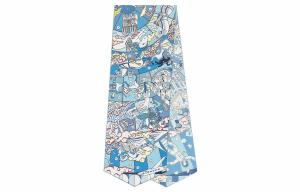 HERMES Шёлковый шарф, Blue/White/Dark Pink