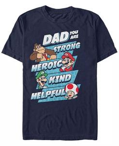 Футболка с коротким рукавом Nintendo Men's Super Mario Dad Strengths Fifth Sun, синий