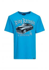 Принт на передней части рубашки в стиле ретро-маслкара California Greaser King Kerosin, синий