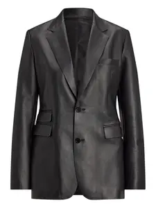 Однобортный кожаный пиджак Ralph Lauren Collection, черный