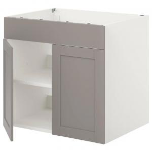 Напольный шкаф для варочной панели с дверцей ENHET IKEA, 80x62x75 см, цвет white/grey frame