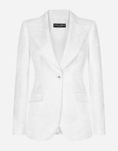 Однобортный жакет turlington из броката Dolce & Gabbana, белый