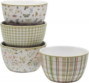 Certified International Green Fields 710 мл набор из 4 мисок для мороженого и десертов, ассорти дизайнов