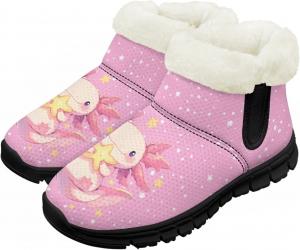 Зимние ботинки для девочек и мальчиков, ботильоны для детей, теплые с мехом, противоскользящие Pzuqiu, Axolotl